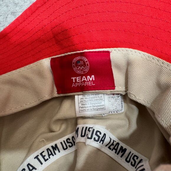 Team USA Bucket Hat Mens One Size Beige Blue Olympic Games Olympiad US Apparel - Picture 4 of 10